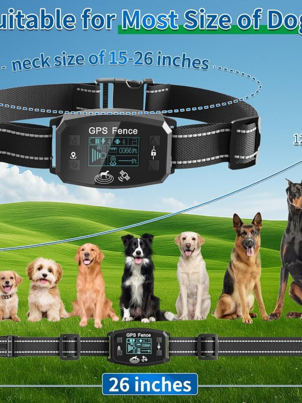GPS Wireless Dog Fence, Range up to 6561 ft